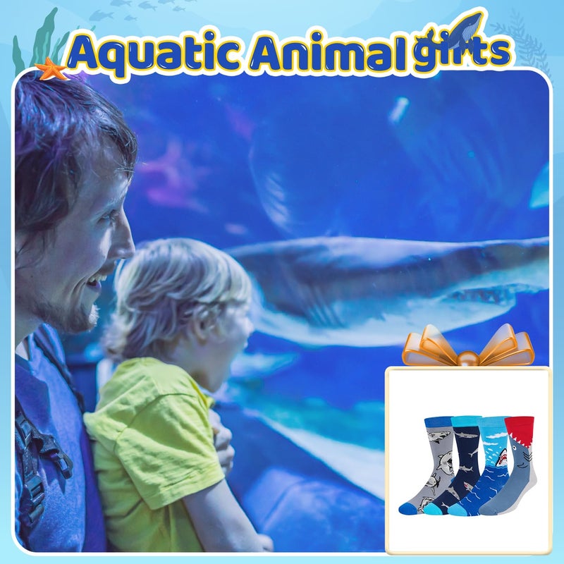 Happy Pop HAPPYPOP Crazy Novelty Shark Socks - Ideal Gifts for Ocean Animal Lovers, Shark Socks for 4-7 Year Boys 4 Pack - Image 5
